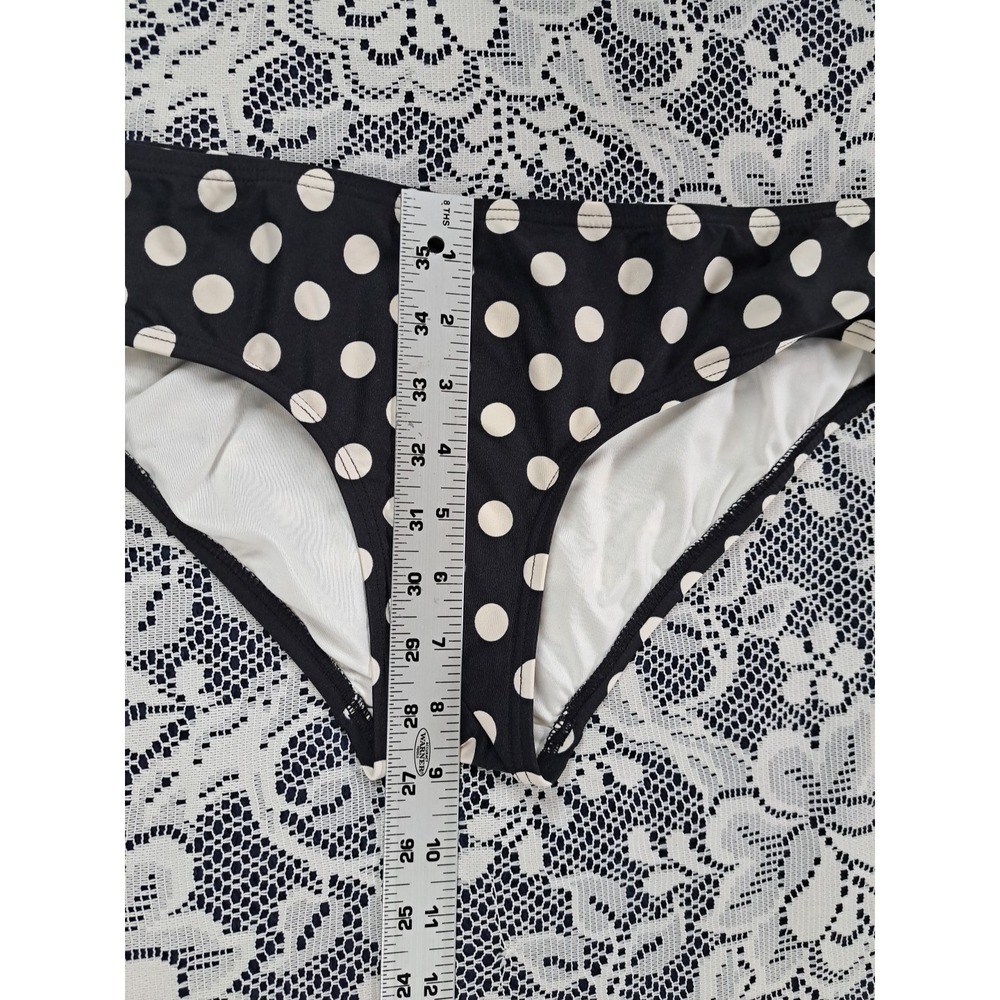 Kate Spade Bikini Bottom M Polka Dot Black/Off White w/Unbranded Blk Mesh Shorts - Picture 6 of 12